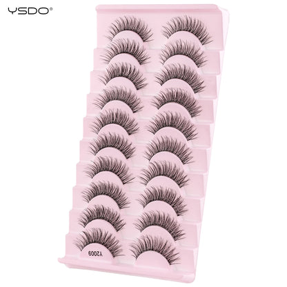 YSDO Half Lash Collection – 3 or 10 Pairs Natural Cat Eye 3D Faux Mink Lashes (Lightweight, Reusable, Soft Glam Finish)