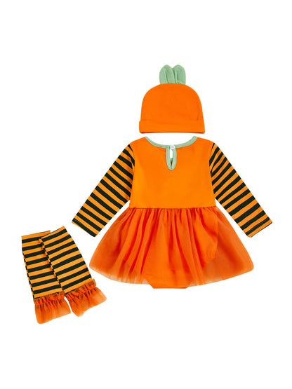 Pumpkin Baby Romper Set – Long Sleeve Halloween Outfit (0–18M)