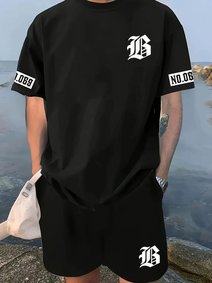 Elite Men’s Summer Set – Graphic Tee & Shorts Combo