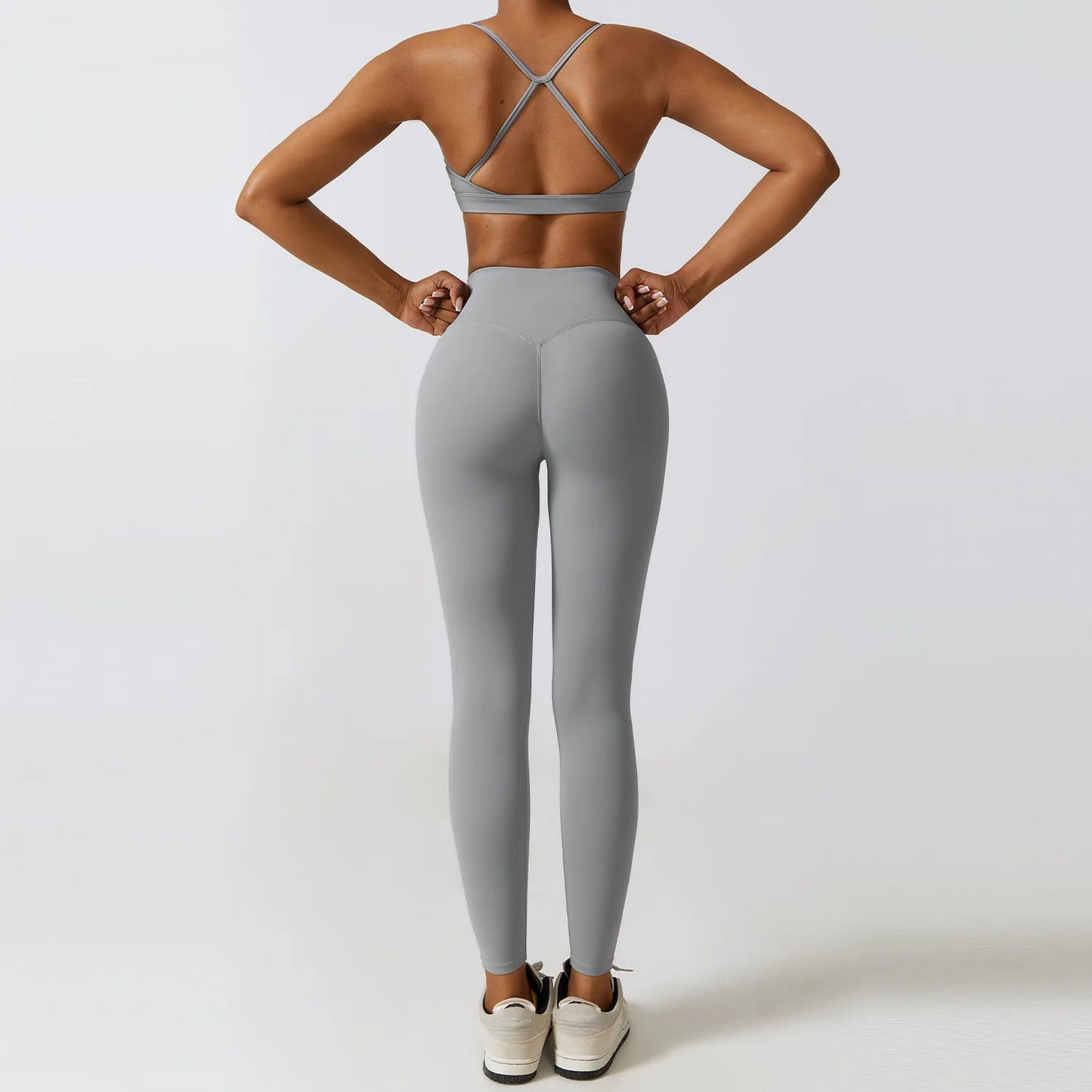 Flex & Flow Seamless Yoga Set: Long Sleeve Crop Top + High-Waist Leggings