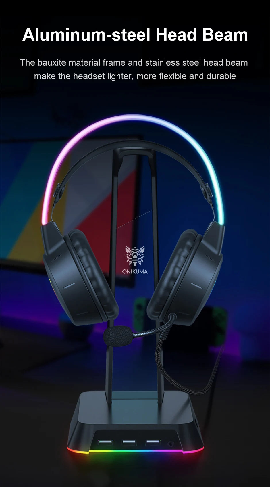 ONIKUMA X15 Pro RGB Gaming Headset – Surround Sound, Mic, & LED Lights for Immersive Play