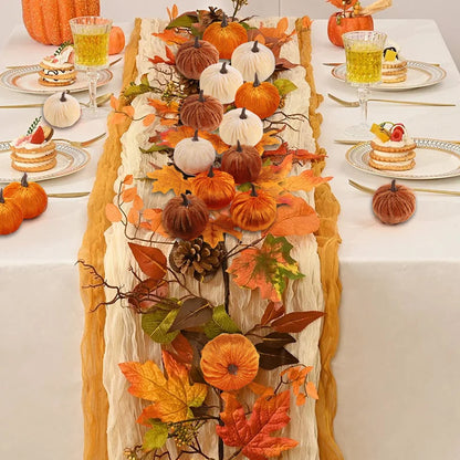 Cozy Flannel Pumpkin Set – 8/12pcs Soft Fabric Fall Decor for Autumn, Thanksgiving & Halloween Tables