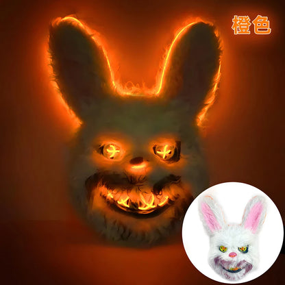 LED Bunny Horror Mask – Light-Up Scary Rabbit Face Cosplay for Halloween Party & Raves