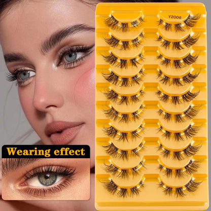 YSDO Half Lash Collection – 3 or 10 Pairs Natural Cat Eye 3D Faux Mink Lashes (Lightweight, Reusable, Soft Glam Finish)
