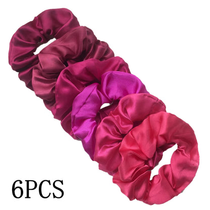 6-Pack Luxury Satin Scrunchies — Soft Silk-Like Hair Ties for Everyday Beauty & Self-Care