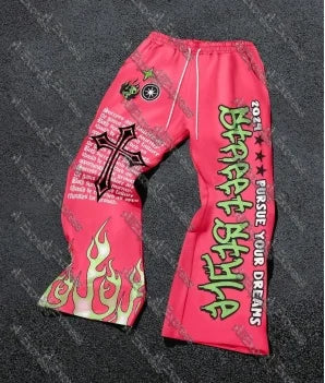 Y2K Anime Graffiti Streetwear Pants – High Waist Loose Fit Harajuku Cargo Joggers