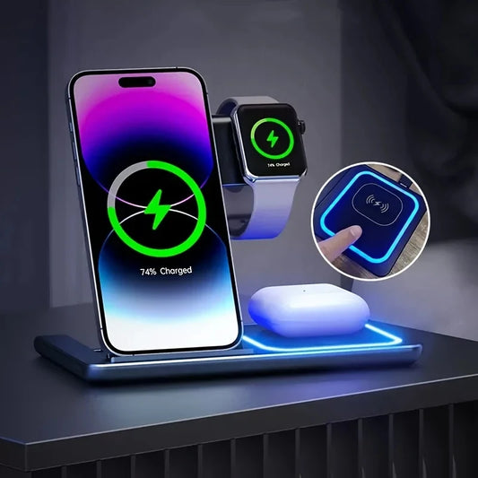 Ultimate 3-in-1 Wireless Charger for iPhone, Apple Watch & AirPods – Fast 15W Dock Station