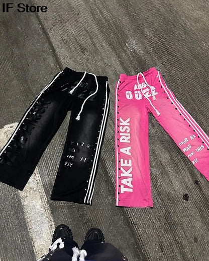 Retro Y2K Patchwork Hoodie & Sweatpants Set – Unisex Streetwear Vibes