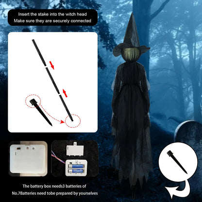 Halloween Colourful Glow Three Hand-Holding Witches Sound-activated hand-holding witch Halloween light up decoration props