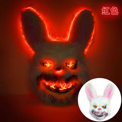 LED Bunny Horror Mask – Light-Up Scary Rabbit Face Cosplay for Halloween Party & Raves