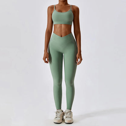 EmpowerFit 2-Piece Seamless Yoga Set: High-Waist Leggings & Push-Up Sports Bra