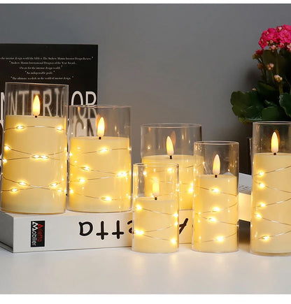 Autumn Glow Flameless LED Candle Set – Star String Lights for Cozy Fall Nights & Festive Décor