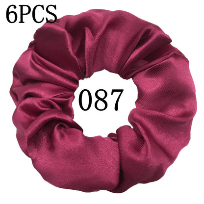 6-Pack Luxury Satin Scrunchies — Soft Silk-Like Hair Ties for Everyday Beauty & Self-Care