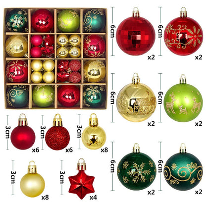 44-Piece Christmas Ornament Set – 6cm Shatterproof Balls in Premium Holiday Color Themes