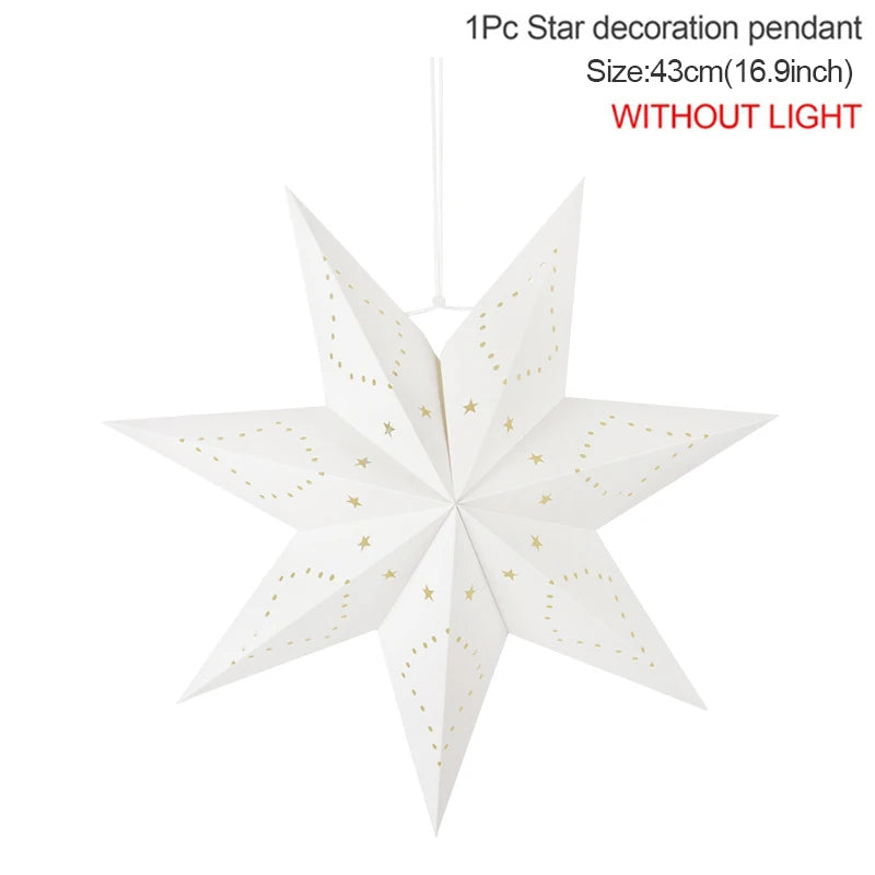 Luminous Star Lantern Hanging Light – Hollow-Out LED Paper Star Decor (35–58cm)