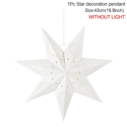 Luminous Star Lantern Hanging Light – Hollow-Out LED Paper Star Decor (35–58cm)