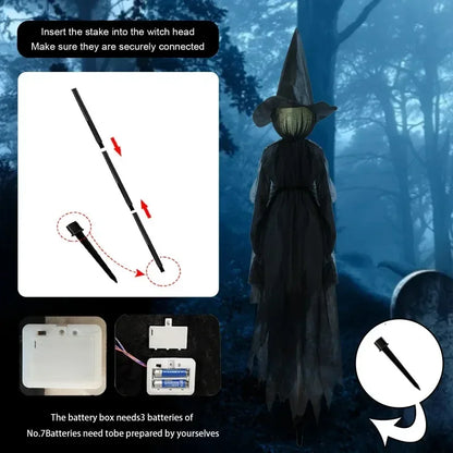 Halloween Colourful Glow Three Hand-Holding Witches Sound-activated hand-holding witch Halloween light up decoration props