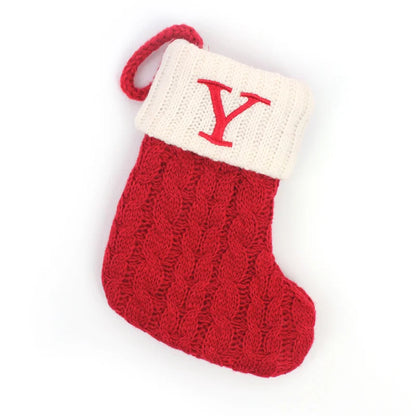 Cozy Knit Christmas Stocking – Mini Alphabet Hanging Boot Ornament