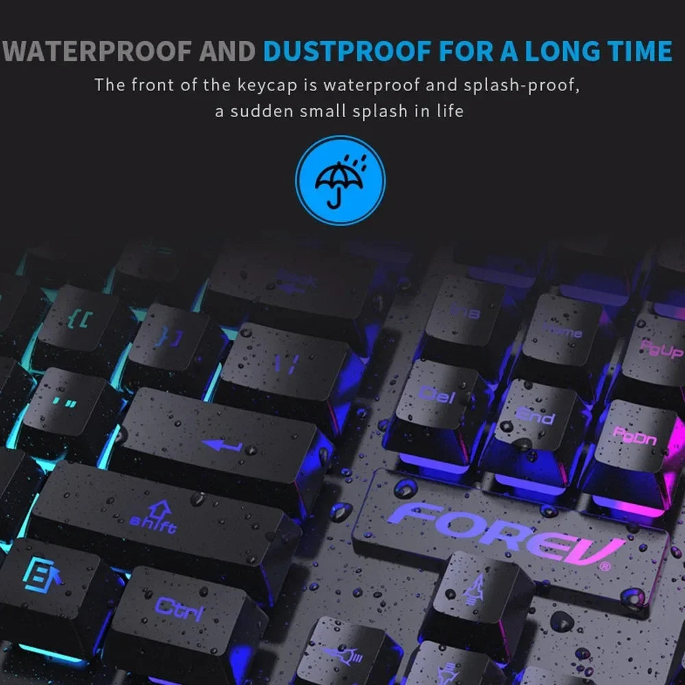 RGB Backlit Mechanical Gaming Keyboard & Mouse Set – Waterproof, Ultra-Responsive, and Built for Gamers & Workstations