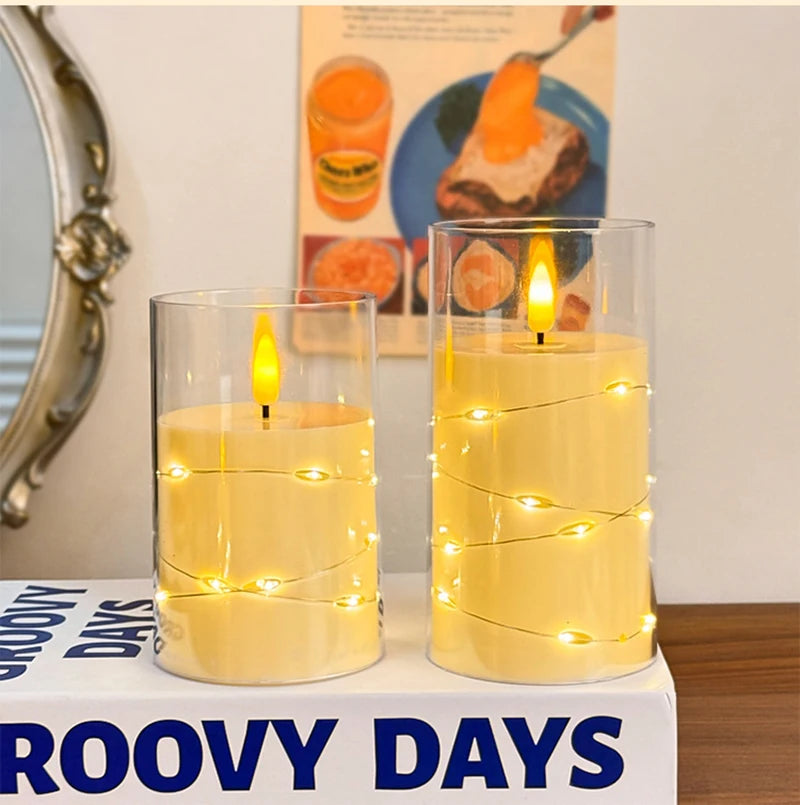 Autumn Glow Flameless LED Candle Set – Star String Lights for Cozy Fall Nights & Festive Décor