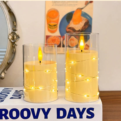Autumn Glow Flameless LED Candle Set – Star String Lights for Cozy Fall Nights & Festive Décor