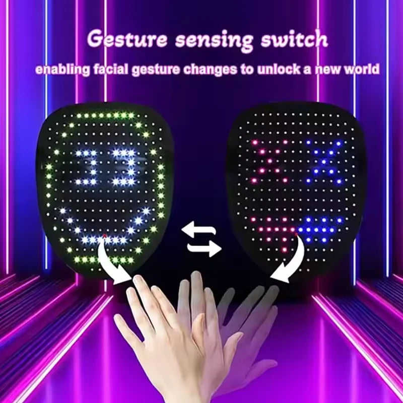 ✨ Cyber Glow LED Mask – Motion Sensing Light-Up Face Transform Mask for Halloween & Parties