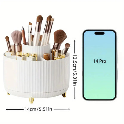 Aesthetic 360° Rotating Makeup Organizer — Vanity Storage for Brushes, Skincare & Beauty Essentials