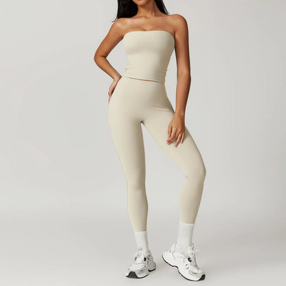 ElevateFit 2-Piece Yoga Set: High-Waist Leggings & Bell-Bottoms Sports Bra for Women - Fitness Tracksuit Activewear