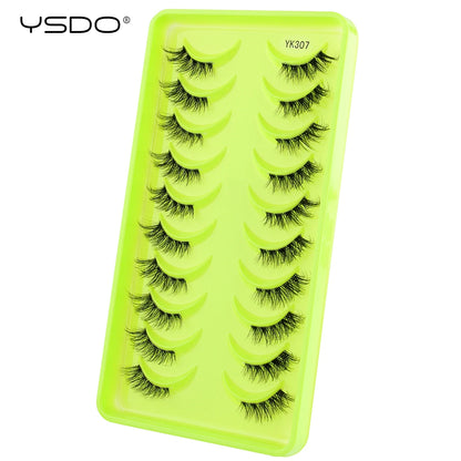 YSDO Half Lash Collection – 3 or 10 Pairs Natural Cat Eye 3D Faux Mink Lashes (Lightweight, Reusable, Soft Glam Finish)