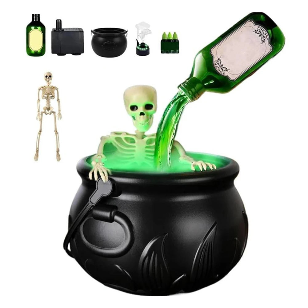 Halloween WitchCauldron with LED Light & Fog Mist Maker Skeleton Decor for Spooky Hocus Pocus Party, Home, Halloween Party