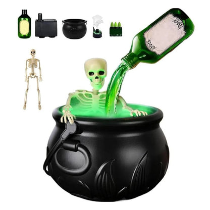 Halloween WitchCauldron with LED Light & Fog Mist Maker Skeleton Decor for Spooky Hocus Pocus Party, Home, Halloween Party