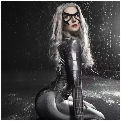 MJ Black & Red Spider Suit – Women’s Sexy Superhero Cosplay Jumpsuit (With Mask Option)