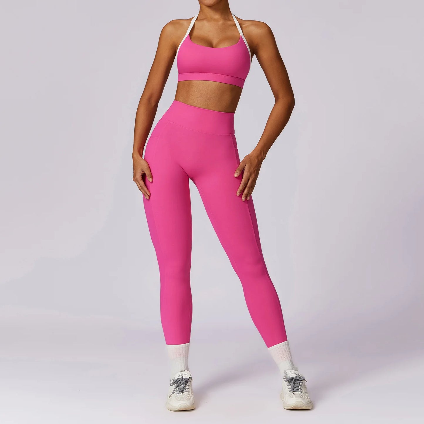 Fit & Fierce 2-Piece Yoga Set: Long Sleeve Crop Top + High-Waist Leggings