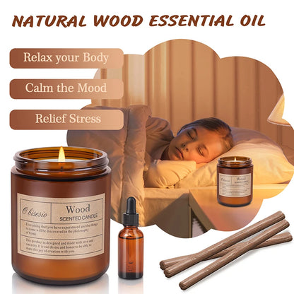Autumn Luxe Aromatherapy Candle – Hand-Poured Soy in Coffee, Lemon, Wood & Lavender Scents