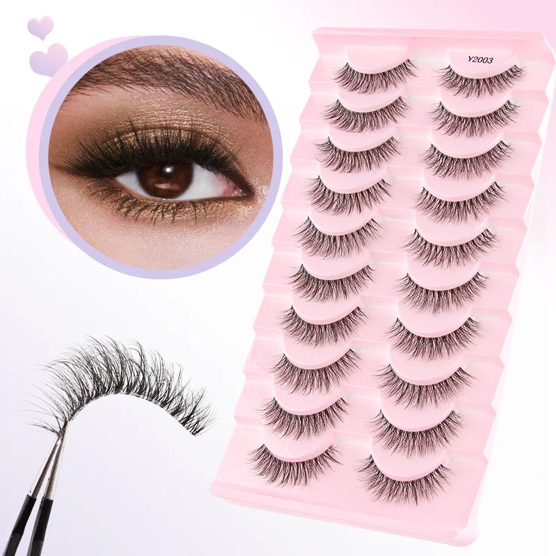YSDO Half Lash Collection – 3 or 10 Pairs Natural Cat Eye 3D Faux Mink Lashes (Lightweight, Reusable, Soft Glam Finish)