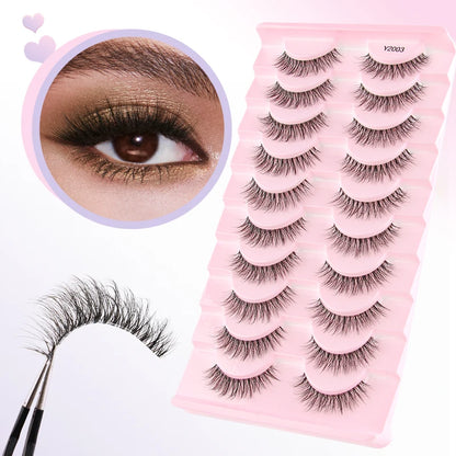 YSDO Half Lash Collection – 3 or 10 Pairs Natural Cat Eye 3D Faux Mink Lashes (Lightweight, Reusable, Soft Glam Finish)