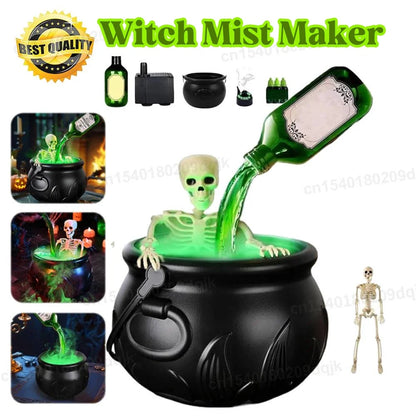Halloween WitchCauldron with LED Light & Fog Mist Maker Skeleton Decor for Spooky Hocus Pocus Party, Home, Halloween Party