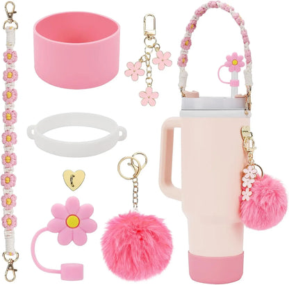 ✨ Ultimate Stanley Cup Accessory Kit – Handle Strap, Protective Boot & Cute Charms for 40oz Tumblers! ✨