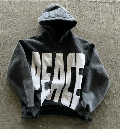 Flash Diamond Drip: Y2K Oversized Gothic Zip Hoodi