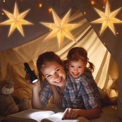 Luminous Star Lantern Hanging Light – Hollow-Out LED Paper Star Decor (35–58cm)