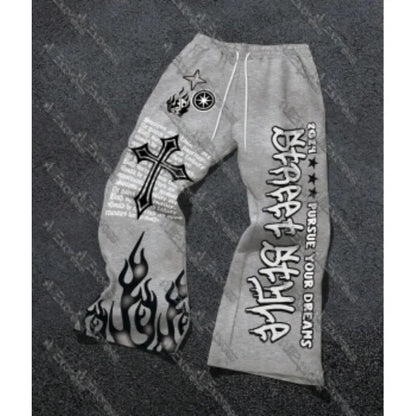 Y2K Anime Graffiti Streetwear Pants – High Waist Loose Fit Harajuku Cargo Joggers