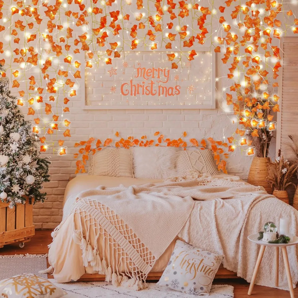 Autumn Cascade Ivy Garland – Lush Faux Vines with Fall Leaves for Mantles, Tables & Cozy Seasonal Décor