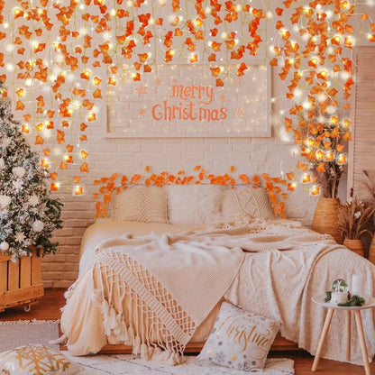 Autumn Cascade Ivy Garland – Lush Faux Vines with Fall Leaves for Mantles, Tables & Cozy Seasonal Décor