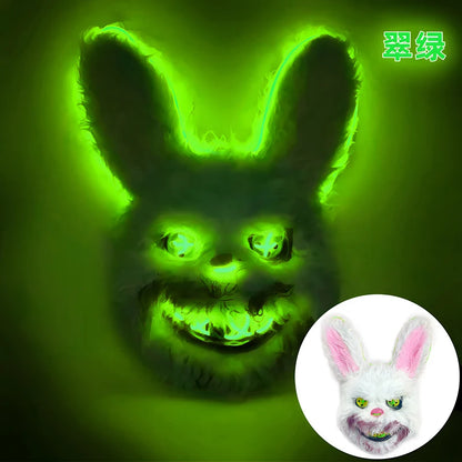 LED Bunny Horror Mask – Light-Up Scary Rabbit Face Cosplay for Halloween Party & Raves