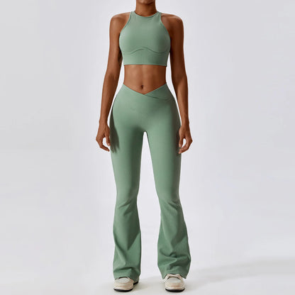 EmpowerFit 2-Piece Seamless Yoga Set: High-Waist Leggings & Push-Up Sports Bra