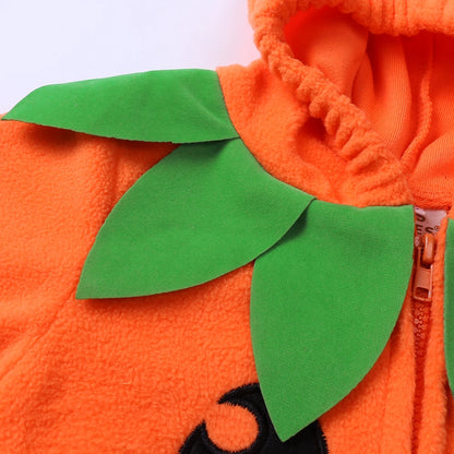 Baby Pumpkin Halloween Romper Set (Hooded + Pants + Hat)