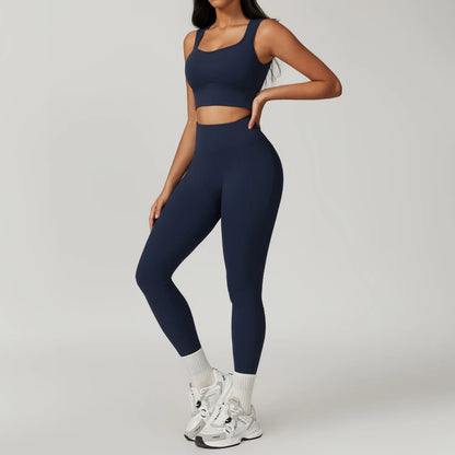 ElevateFit 2-Piece Yoga Set: High-Waist Leggings & Bell-Bottoms Sports Bra for Women - Fitness Tracksuit Activewear