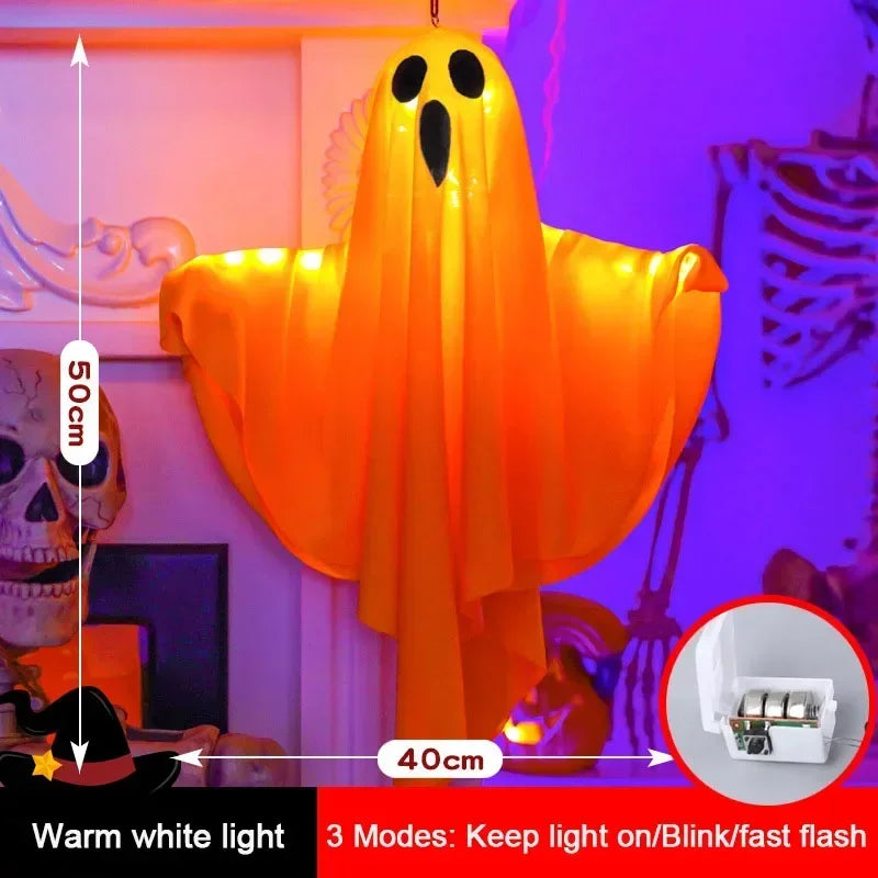 Halloween Party LED Glow Ghost Home Indoor Outdoor Decoration Supplies 2024 Haunted House Bar Hanging Horror Props with Lights