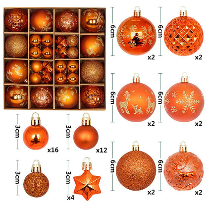 44-Piece Christmas Ornament Set – 6cm Shatterproof Balls in Premium Holiday Color Themes