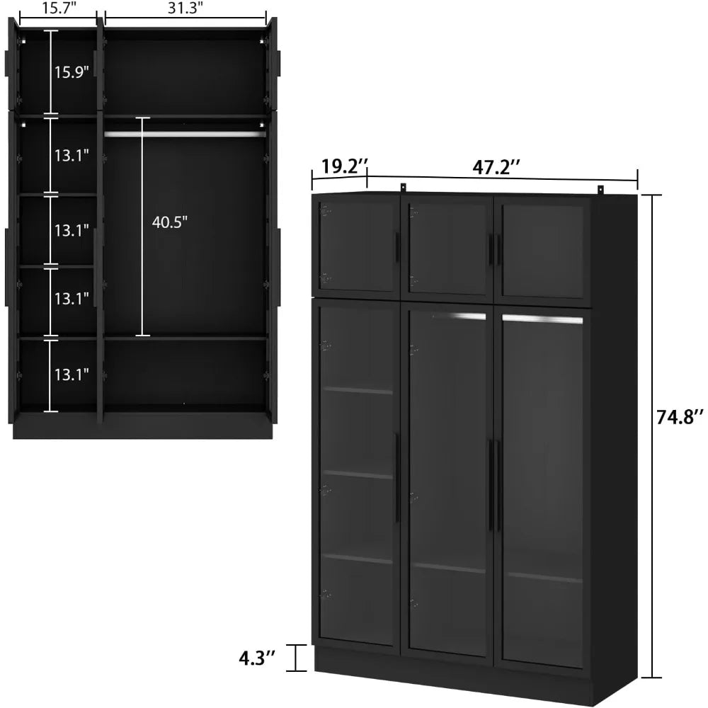 Luxe Glow Display Cabinet – LED Light Wardrobe & Bookshelf